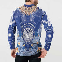 Marshall Islands Jemenei Day Button Sweatshirt Polynesian Tribal Tattoo Seashell Necklace
