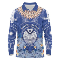 Marshall Islands Jemenei Day Long Sleeve Polo Shirt Polynesian Tribal Tattoo Seashell Necklace