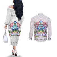 Guam Chamorro Liberation Day Couples Matching Off The Shoulder Long Sleeve Dress and Long Sleeve Button Shirt 82nd Anniversary LT05 - Polynesian Pride