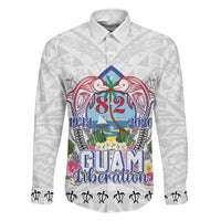 Guam Chamorro Liberation Day Family Matching Off Shoulder Short Dress and Hawaiian Shirt 82nd Anniversary LT05 Dad's Shirt - Long Sleeve White - Polynesian Pride