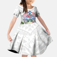Guam Chamorro Liberation Day Family Matching Short Sleeve Bodycon Dress and Hawaiian Shirt 82nd Anniversary LT05 Daughter's Dress White - Polynesian Pride