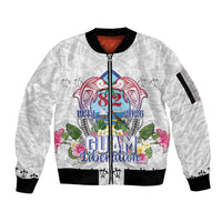 Guam Chamorro Liberation Day Sleeve Zip Bomber Jacket 82nd Anniversary LT05 Unisex White - Polynesian Pride