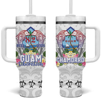 Guam Chamorro Liberation Day Tumbler With Handle 82nd Anniversary LT05 One Size: 40 oz White - Polynesian Pride