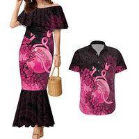 Personalised Cancer Fighter Couples Matching Mermaid Dress and Hawaiian Shirt I Beat Cancer LT05 Pink - Polynesian Pride