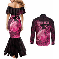 Personalised Cancer Fighter Couples Matching Mermaid Dress and Long Sleeve Button Shirt I Beat Cancer