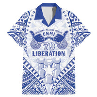 Northern Mariana Islands Liberation Day Family Matching Mermaid Dress and Hawaiian Shirt 79th Anniversary LT05 Dad's Shirt - Short Sleeve Blue - Polynesian Pride