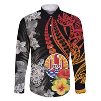 French Polynesia Bastille Day Family Matching Long Sleeve Bodycon Dress and Hawaiian Shirt Tropical Turtle Hibiscus Polynesian Pattern