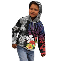 Wallis and Futuna Bastille Day Kid Hoodie Tropical Turtle Hibiscus Polynesian Pattern