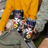 Personalised Wallis and Futuna Bastille Day Tumbler Cup Tropical Turtle Hibiscus Polynesian Pattern