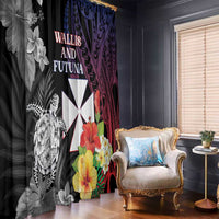 Wallis and Futuna Bastille Day Window Curtain Tropical Turtle Hibiscus Polynesian Pattern