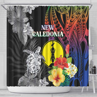 New Caledonia Bastille Day Shower Curtain Tropical Turtle Hibiscus Polynesian Pattern