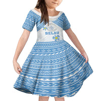 Personalised Palau Constitution Day Family Matching Off The Shoulder Long Sleeve Dress and Hawaiian Shirt Polynesian Turtle