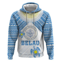 Personalised Palau Constitution Day Hoodie Polynesian Turtle