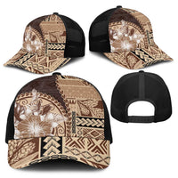 Samoa Siapo Elegant Baseball Net Cap Hibiscus Chocolate Brown Motifs LT05 - Polynesian Pride