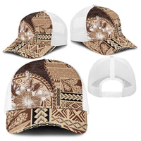 Samoa Siapo Elegant Baseball Net Cap Hibiscus Chocolate Brown Motifs LT05 - Polynesian Pride