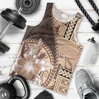 Samoa Siapo Elegant Men Tank Top Hibiscus Chocolate Brown Motifs - Polynesian Pride