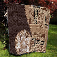 Samoa Siapo Elegant Quilt Hibiscus Chocolate Brown Motifs - Polynesian Pride