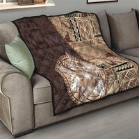 Samoa Siapo Elegant Quilt Hibiscus Chocolate Brown Motifs - Polynesian Pride