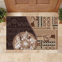 Samoa Siapo Elegant Rubber Doormat Hibiscus Chocolate Brown Motifs - Polynesian Pride