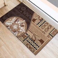 Samoa Siapo Elegant Rubber Doormat Hibiscus Chocolate Brown Motifs - Polynesian Pride