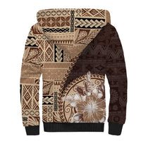 Samoa Siapo Elegant Sherpa Hoodie Hibiscus Chocolate Brown Motifs - Polynesian Pride