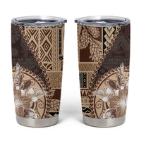 Samoa Siapo Elegant Tumbler Cup Hibiscus Chocolate Brown Motifs - Polynesian Pride