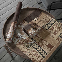 Samoa Siapo Elegant Wrapping Paper Hibiscus Chocolate Brown Motifs - Polynesian Pride
