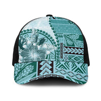Samoa Siapo Elegant Baseball Net Cap Hibiscus Teal Motifs - Polynesian Pride