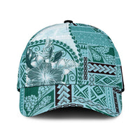 Samoa Siapo Elegant Classic Cap Hibiscus Teal Motifs - Polynesian Pride