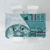 Samoa Siapo Elegant Tablecloth Hibiscus Teal Motifs - Polynesian Pride