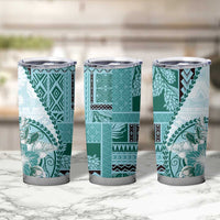Samoa Siapo Elegant Tumbler Cup Hibiscus Teal Motifs - Polynesian Pride
