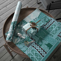 Samoa Siapo Elegant Wrapping Paper Hibiscus Teal Motifs - Polynesian Pride
