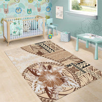 Samoa Siapo Elegant Area Rug Hibiscus Beige Motifs - Polynesian Pride