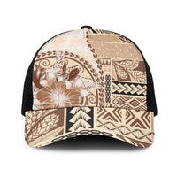 Samoa Siapo Elegant Baseball Net Cap Hibiscus Beige Motifs LT05 One Size Black Beige - Polynesian Pride