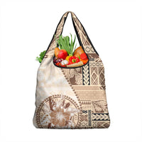 Samoa Siapo Elegant Grocery Bag Hibiscus Beige Motifs - Polynesian Pride