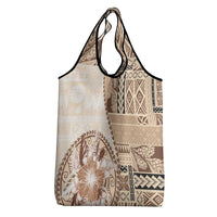 Samoa Siapo Elegant Grocery Bag Hibiscus Beige Motifs - Polynesian Pride