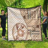Samoa Siapo Elegant Quilt Hibiscus Beige Motifs - Polynesian Pride