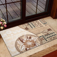 Samoa Siapo Elegant Rubber Doormat Hibiscus Beige Motifs - Polynesian Pride
