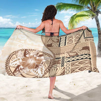 Samoa Siapo Elegant Sarong Hibiscus Beige Motifs - Polynesian Pride