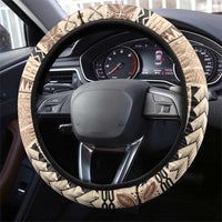 Samoa Siapo Elegant Steering Wheel Cover Hibiscus Beige Motifs - Polynesian Pride