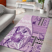 Samoa Siapo Elegant Area Rug Hibiscus Violet Motifs - Polynesian Pride