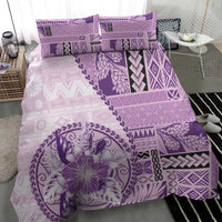 Samoa Siapo Elegant Bedding Set Hibiscus Violet Motifs - Polynesian Pride