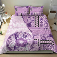 Samoa Siapo Elegant Bedding Set Hibiscus Violet Motifs - Polynesian Pride