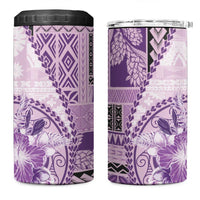 Samoa Siapo Elegant 4 in 1 Can Cooler Tumbler Hibiscus Violet Motifs - Polynesian Pride