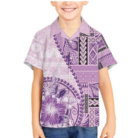 Samoa Siapo Elegant Family Matching Mermaid Dress and Hawaiian Shirt Hibiscus Violet Motifs - Polynesian Pride