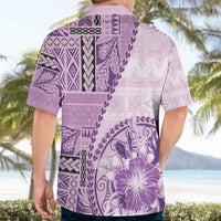 Samoa Siapo Elegant Hawaiian Shirt Hibiscus Violet Motifs - Polynesian Pride