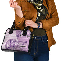 Samoa Siapo Elegant Shoulder Handbag Hibiscus Violet Motifs - Polynesian Pride
