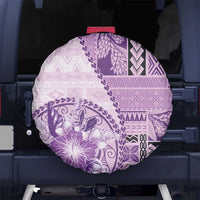 Samoa Siapo Elegant Spare Tire Cover Hibiscus Violet Motifs - Polynesian Pride