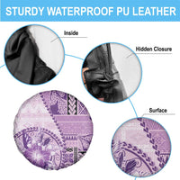 Samoa Siapo Elegant Spare Tire Cover Hibiscus Violet Motifs - Polynesian Pride