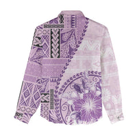 Samoa Siapo Elegant Women Casual Shirt Hibiscus Violet Motifs - Polynesian Pride